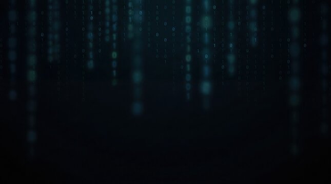 abstract digital matrix background with glowing binary code for technology design