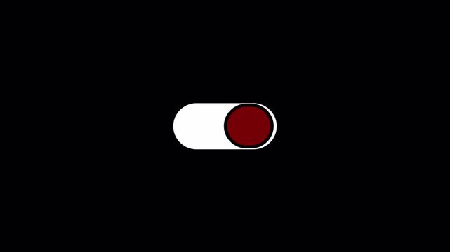 Animated digital ON OFF Toggle Switch on Transparent Background, User Interface Motion Graphic, 4K Alpha Channel