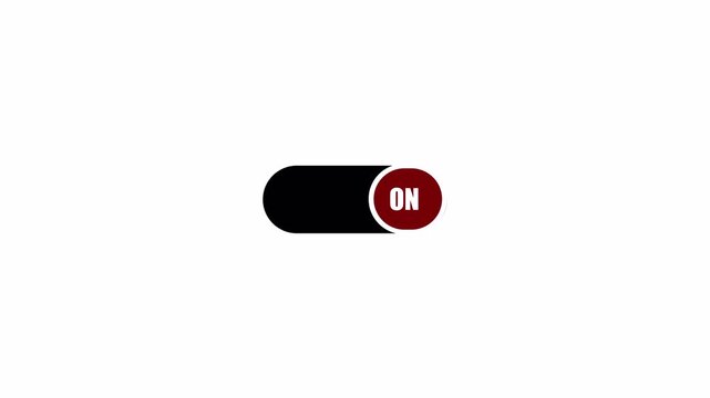 Animated digital ON OFF Toggle Switch on Transparent Background, User Interface Motion Graphic, 4K Alpha Channel