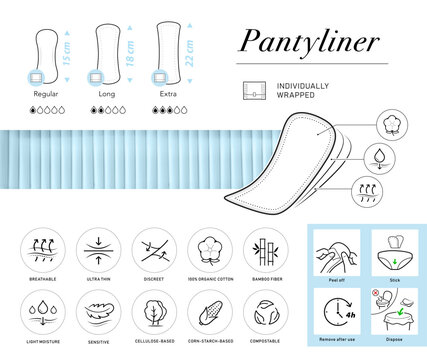 Sanitary pads icon set. The outline icons are well scalable and editable. Contrasting elements are good for different backgrounds. EPS10.