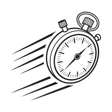 Fast Timer Line Icon &ndash; Speed Time Tracking Vector