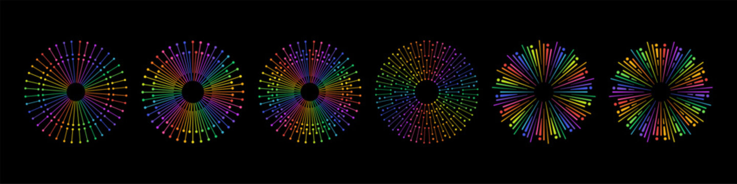 set of fireworks explosion design vectors, fireworks colorful logo design symbol
