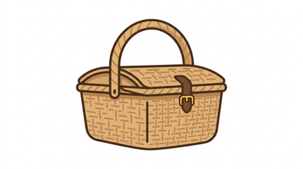 Fototapeta premium Woven picnic basket with handle