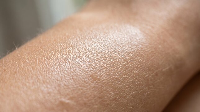 Close-up of skin with cream applied