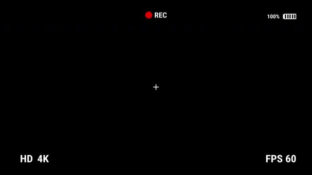 camera screen in 4K resolution. . Camera recording screen overlay on dark background 
