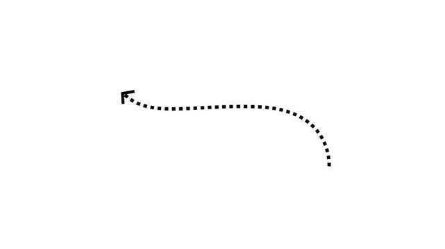 Animated dotted arrow path overlay, hand drawn directional pointer for motion and presentation minimalist UI on white background,4k video.