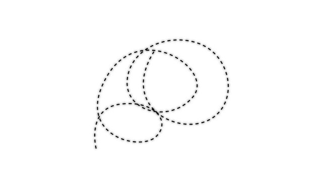 Animated dashed line a spiral loop, minimalist motion for overlay and projects dotted line animation,4k video.