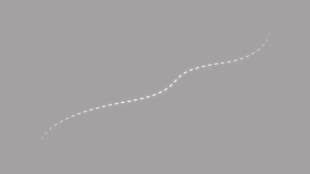 Animated white dashed path line overlay on grey background, for motion and, travel mapping route,4k video.