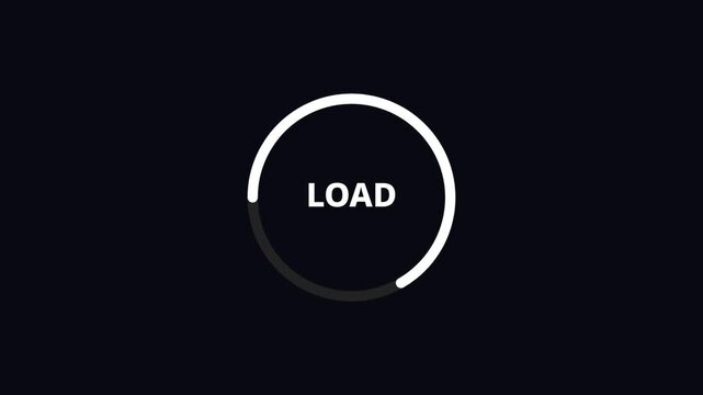 Minimalist circular loading spinner animation with text overlay animation