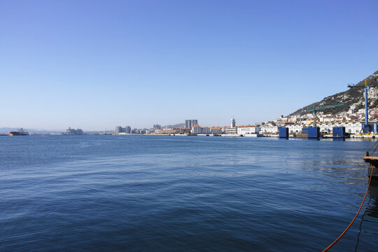Very nice view of gibraltar harbour in europe