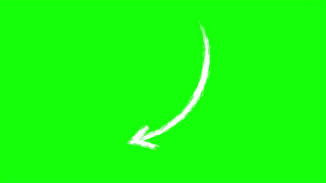 Animated brush stroke arrows pack on green screen, set of 4 hand drawn write on arrow animation loop
