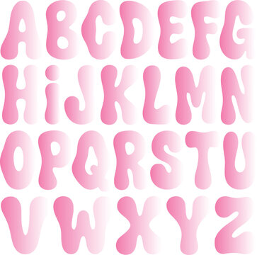 Vibrant pink alphabet letters on with gradient effect