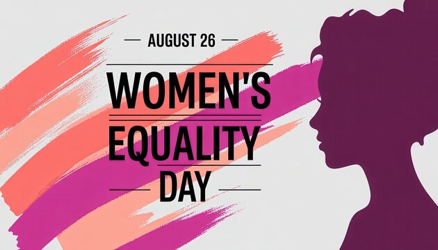 Women's Equality Day Poster with Female Profile Silhouette and Brush Strokes
