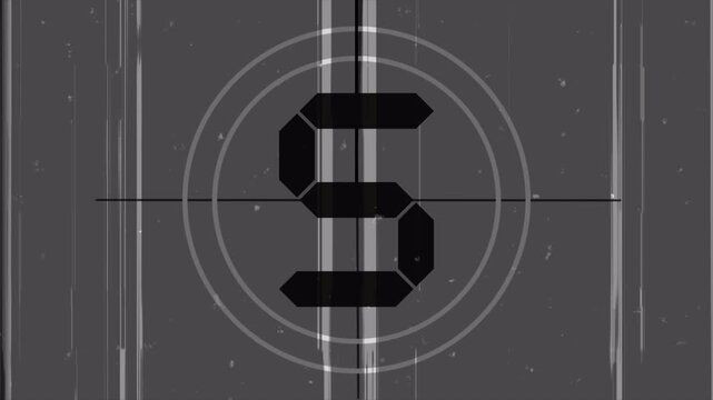 10 second retro countdown animation with scratch and damaged retro effect 4K resolution