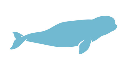 Beluga whale silhouette, arctic marine mammal, simple blue icon © Pensil