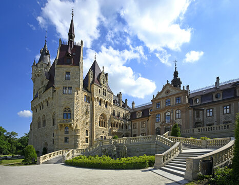 Castle in Moszna, near Opole, Silesia, Poland