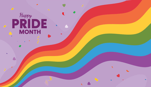 Vector happy pride month social media post design with new flag waves