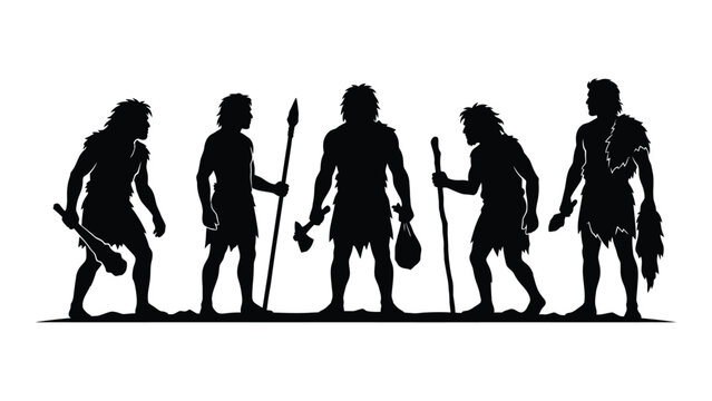 Evolution of man from ape to modern human silhouette