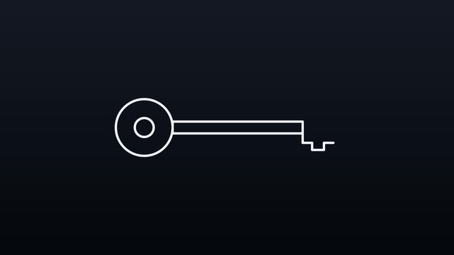 Minimalist key animation on dark animation background, for security and, access concepts