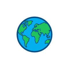 Fototapeta premium Simple Graphic Flat Illustration Featuring A Stylized Globe Icon Representing Planet Earth And Global Connectivity
