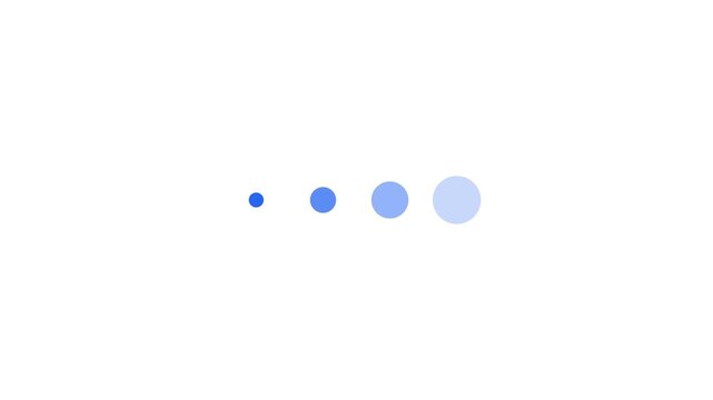 Minimalist loading animation with pulsing blue dots on animation white background