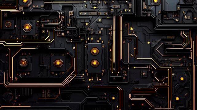 Digital technology black abstract geometric circuit background
