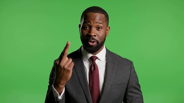 Businessman Talking Gesturing on Green Screen Background