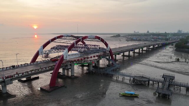 bridge over the river surabaya Indonesia sunrise