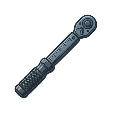 Close up of a torque wrench tool with measurement markings.