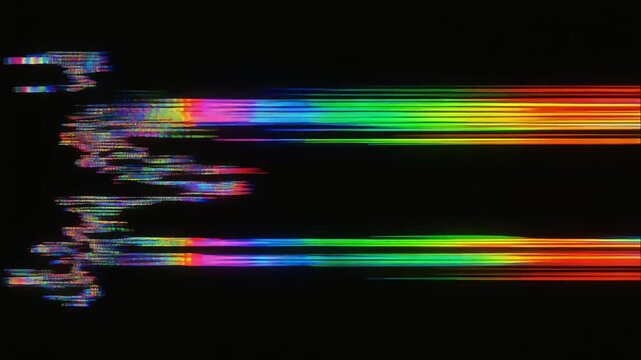 Game over glitch background with vibrant neon horizontal light lines