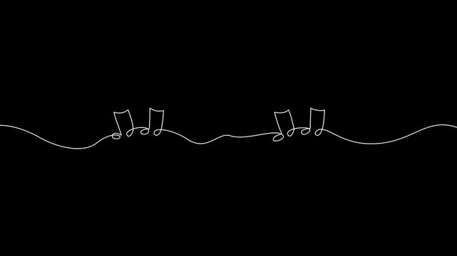 One Line Drawing Musical Notes Video Animation in Black
