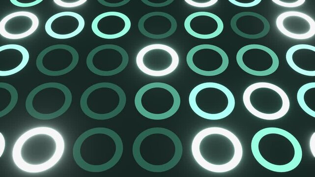 Turquoise neon glowing circle array background