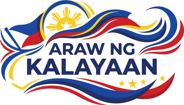 Philippines independence day celebration banner with wavy flag motifs
