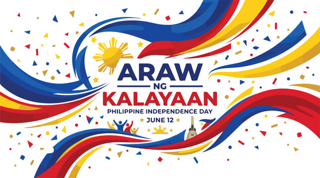 Philippine independence day celebration with flag colors and sun symbol