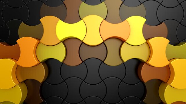 Geometric Shapes Form a Wave. Abstract motion, two color, 3d rendering, 4k resolution
