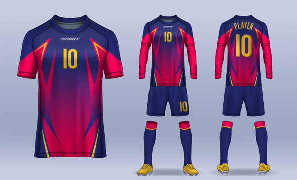 t-shirt sport design template, Soccer jersey mockup for football club. uniform front and back view.	