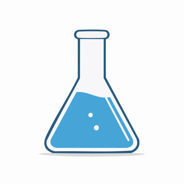 Erlenmeyer Flask with Blue Liquid and Bubbles
