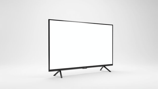 Modern flat screen tv mockup isolated on white background