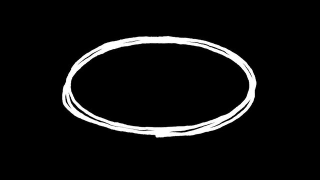 Sketchy Hand Drawn Oval Circle Animation on Transparent Background with Alpha Channel 4K