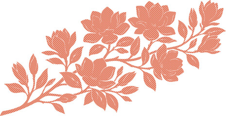 Elegant peach floral branch vector, delicate botanical illustration, blooming magnolia flowers, spring blossom design element isolated on White Background © Abida