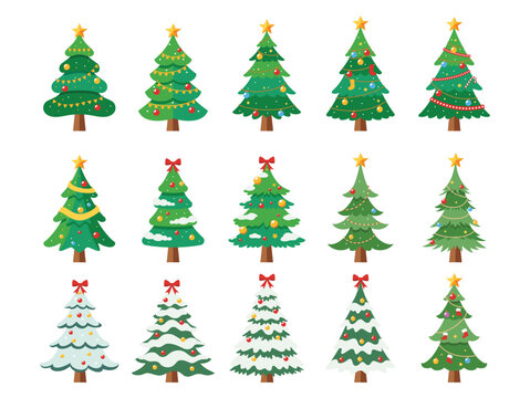 Collection of christmas tree vector illustration