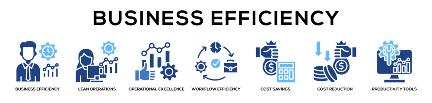Glyphcolor - Business Efficiency web banner icon vector illustration concept
