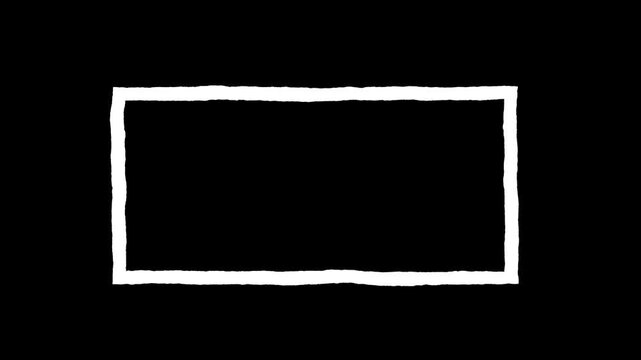 Hand Drawn Rectangle Frame Animation on Transparent Background with Alpha Channel