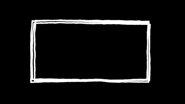Hand Drawn Scribble Rectangle Frame Animation on Transparent Background with Alpha Channel