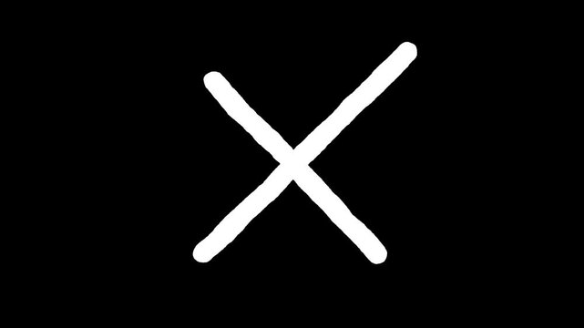 Hand Drawn X Mark Cross Animation on Transparent Background with Alpha Channel