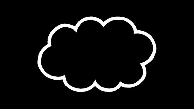 Hand Drawn Cloud Thought Bubble Animation on Transparent Background with Alpha Channel