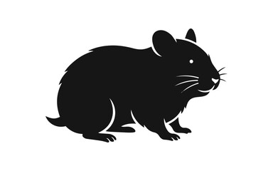 Fototapeta premium Black Silhouette of a Cute Hamster Standing Still.