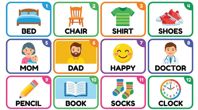 vector flashcard for kids 