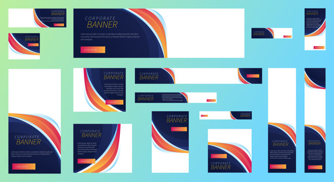 Modern web banner design template Set, Horizontal header web banner, Modern multicolor cover header background for website design, Social Media Cover ads banner, sale web banner, flyer
