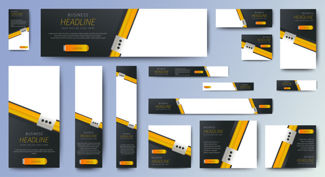 Editable Corporate web banners ad set template design. Business advertising banners template. vector